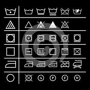 Set of the laundry instruction of icons
