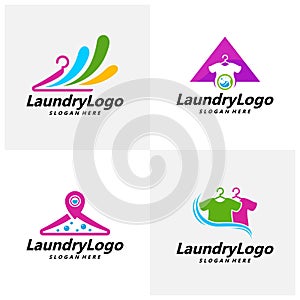 Set of Laundry Logo Template Design Vector, Cleaning Service Logo Concept, Emblem, Concept Design, Creative Symbol, Icon