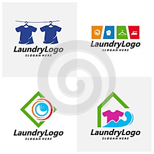 Set of Laundry Logo Template Design Vector, Cleaning Service Logo Concept, Emblem, Concept Design, Creative Symbol, Icon