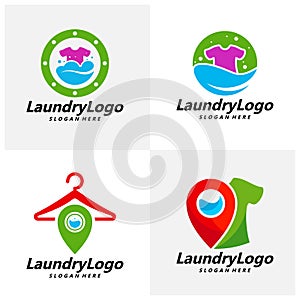 Set of Laundry Logo Template Design Vector, Cleaning Service Logo Concept, Emblem, Concept Design, Creative Symbol, Icon