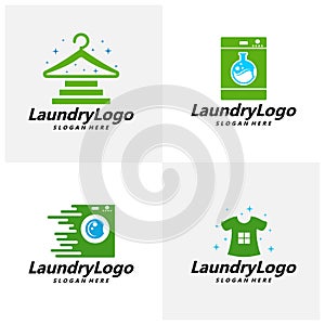 Set of Laundry Logo Template Design Vector, Cleaning Service Logo Concept, Emblem, Concept Design, Creative Symbol, Icon