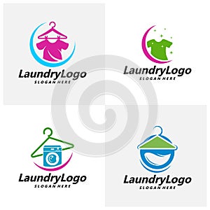 Set of Laundry Logo Template Design Vector, Cleaning Service Logo Concept, Emblem, Concept Design, Creative Symbol, Icon