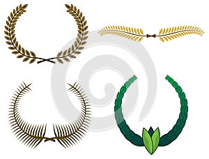 Set of laurel wreaths for design
