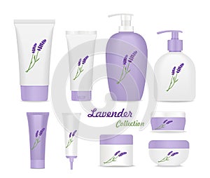 Set of lavender cream tubes