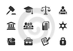 Set of law and justice icons photo