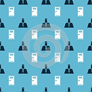Set Lawyer, attorney, jurist and Prison cell door on seamless pattern. Vector photo