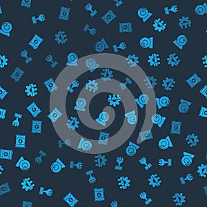 Set Lead management, Web camera, Project team base and Barrel oil on seamless pattern. Vector photo