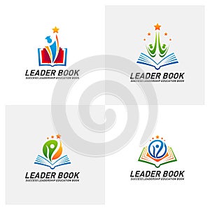 Set of Leadership Education Book Logo Design Concept Vector. Success Book Logo Template. Icon Symbol