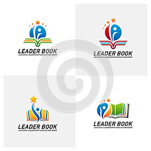 Set of Leadership Education Book Logo Design Concept Vector. Success Book Logo Template. Icon Symbol