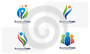Set of Leadership logo design vector, Colorful People logo design template, Icon symbol