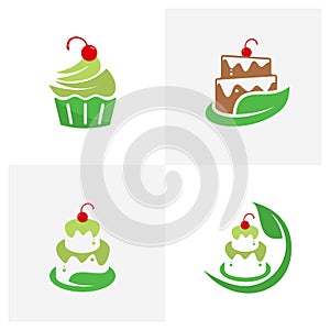 Set of Leaf Bakery logo design vector template. Bakery logo concept