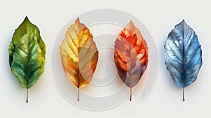 A set of leaf icons isolated on a white background. An element of a logo design.