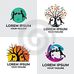 Set of learning children logo vector design template