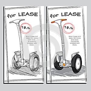 Set Lease Brochure with Hand drawn Segway with price. photo