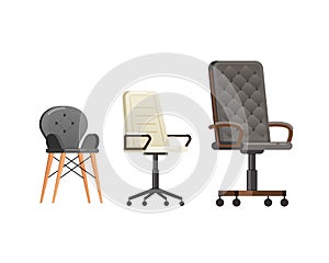 Set leather armchairs, chairs for home and work, comfortable furniture.