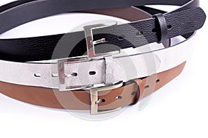 Set of Leather Belts isolated