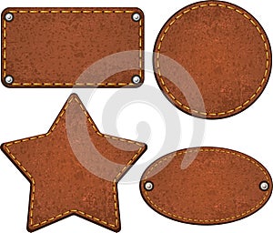 Set of leather labels. Vector illustration