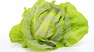 Set with leaves of butter lettuce isolated on white. Generative Ai