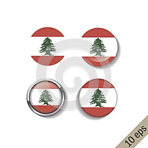Set of LEBANON flags round badges