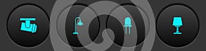 Set Led track lights and lamps, Floor, Light emitting diode and Table icon. Vector