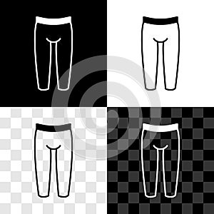 Set Leggings icon isolated on black and white, transparent background. Vector