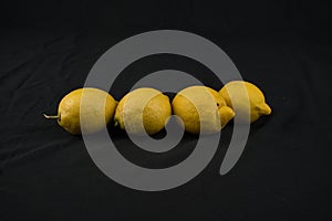 Set of lemons with black background