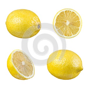 Set of lemons isolated on white background