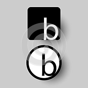 Set for letter B. Flat web icon or sign, letterings vector isolated or grey background photo