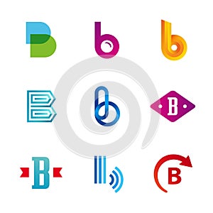 Set of letter B logo icons design template elements