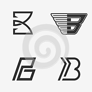 The set of letter B sign, logo, icon design template elements.