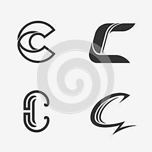 The set of letter C sign, logo, icon design template elements.