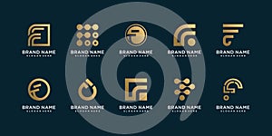 Set of letter F logo collection with unique style Premium Vector