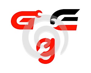 Set of Letter G with wrench logo, Industrial, repair, tools, service and maintenance logo for corporate identity