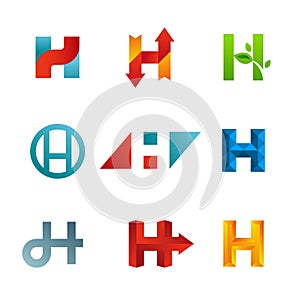 Set of letter H logo icons design template elements