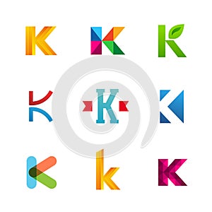 Set of letter K logo icons design template elements. Collection