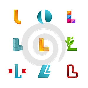 Set of letter L logo icons design template elements