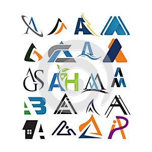 set of Letter A Logos a Modern logo design triangle logo vector inspirations