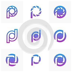 Set of Letter P logo icon design template elements, Initial P logo concept - Vector