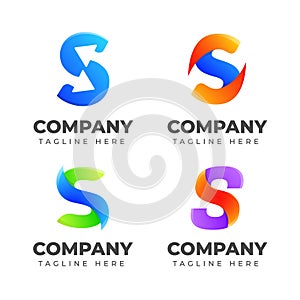 Set of letter S logo design template with colorful concept. icon for business of sport, automotive, fashion, elegant