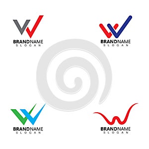 Set of  Letter W, Check Logo Design Template.