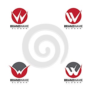 Set of  Letter W, Check Logo Design Template.