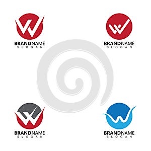 Set of  Letter W, Check Logo Design Template.