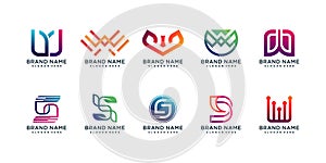 Set of letter W logo collection with creative color and unique concept Premium Vector