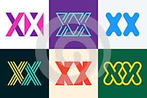 Set of letter XX logos