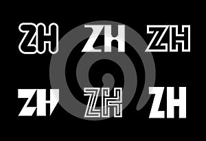 Set of letter ZH logos