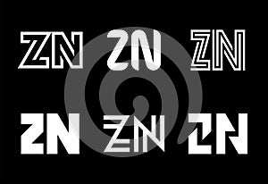 Set of letter ZN logos