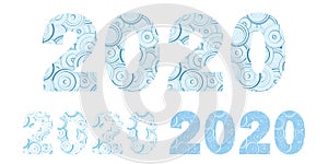 Set of lettering from pale blue pattern 2020.