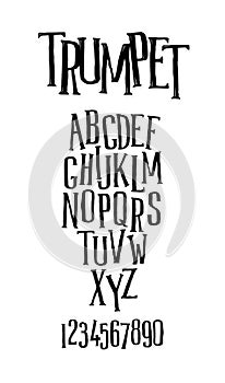Set of letters, alphabet. Bumpy elongated font. Vector. Capital letters. Uneven font. Letters are symbols for the design of a