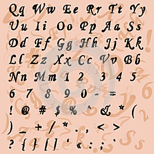 Set letters, Alphabet (font) on a retro theme