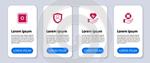 Set Lifebuoy in hand, insurance, with shield and Safe. Business infographic template. Vector